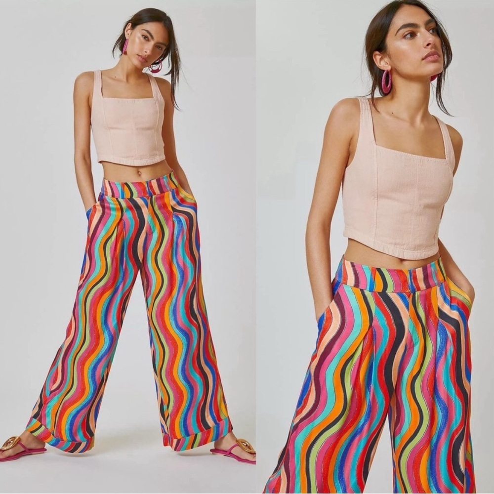 FARM Rio Multicolor Wave Pattern Pants - Picture 2 of 13